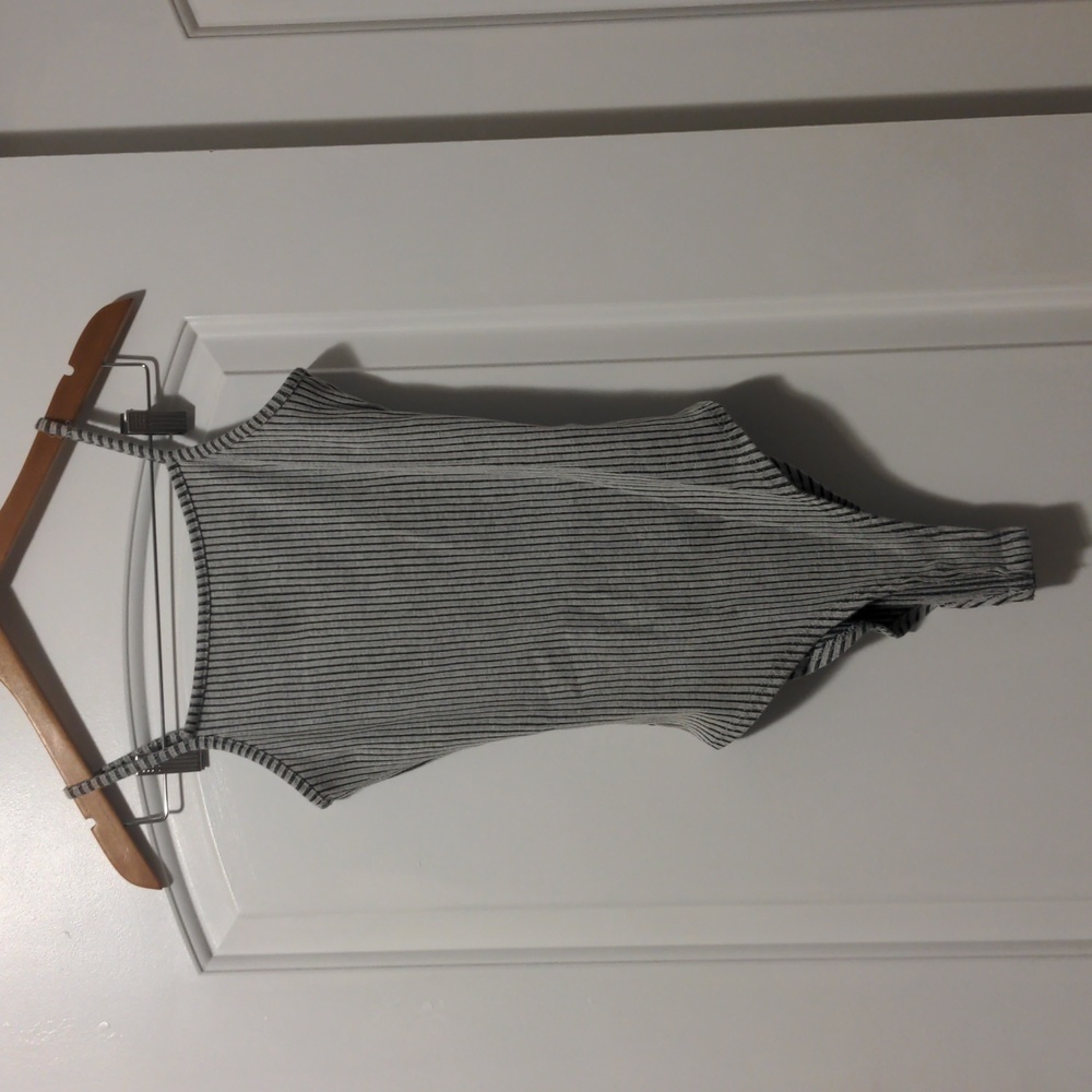 Grey striped leotard